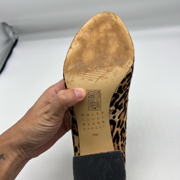 WHBM - Tan And Brown Calf Hair Ankle Adjustable Straps Block Heels Size 7.5 - Picture 9 of 13